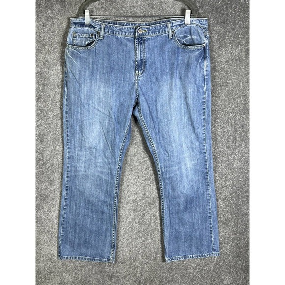 Alfani Bootcut Jeans‎ Mens Size 38x30 Light Wash Blue Denim Distressed Cotton - Picture 1 of 15